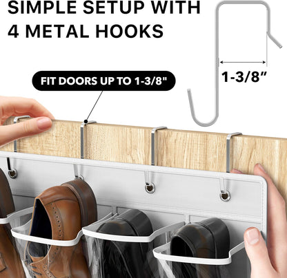 Simple Houseware 24 Pockets - Crystal Clear Over The Door Hanging Shoe Organizer, Gray (64'' x 19'')