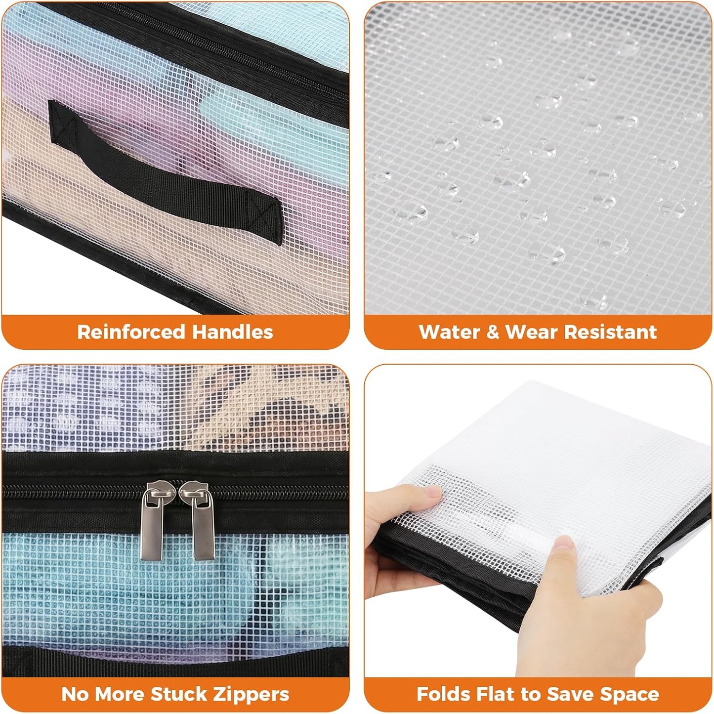 10Pcs Clear Storage Bags With Zippers and 3 Handles, 21L Plastic Clothes Blanket Storage Bags and Under Bed Storage Organizers for Sheets Bedding Comforter Linen Sweaters Toys, 15.7x13.8x5.9In