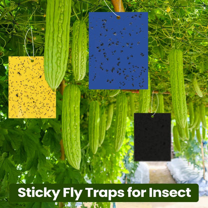 Qualirey 150 Pcs 6x8 Inch Yellow Sticky Traps for Gnats, Dual-Sided Sticky Gnat Traps for Indoor Outdoor Plants, Pest Control for Fungus Gnats, Fruit Flies, Whiteflies – Bulk Pack with Twist Ties