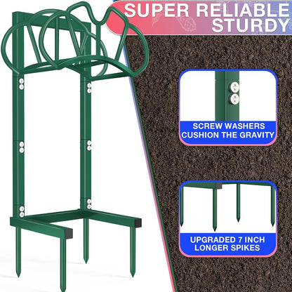 Qatsrin New Garden Hose Holder, Super Stable Water Hose Holders Stand Holds 160-Feet Hose, Rustproof Freestanding Hose Storage Hanger Rack for Outside Yard Lawn Farm, Black