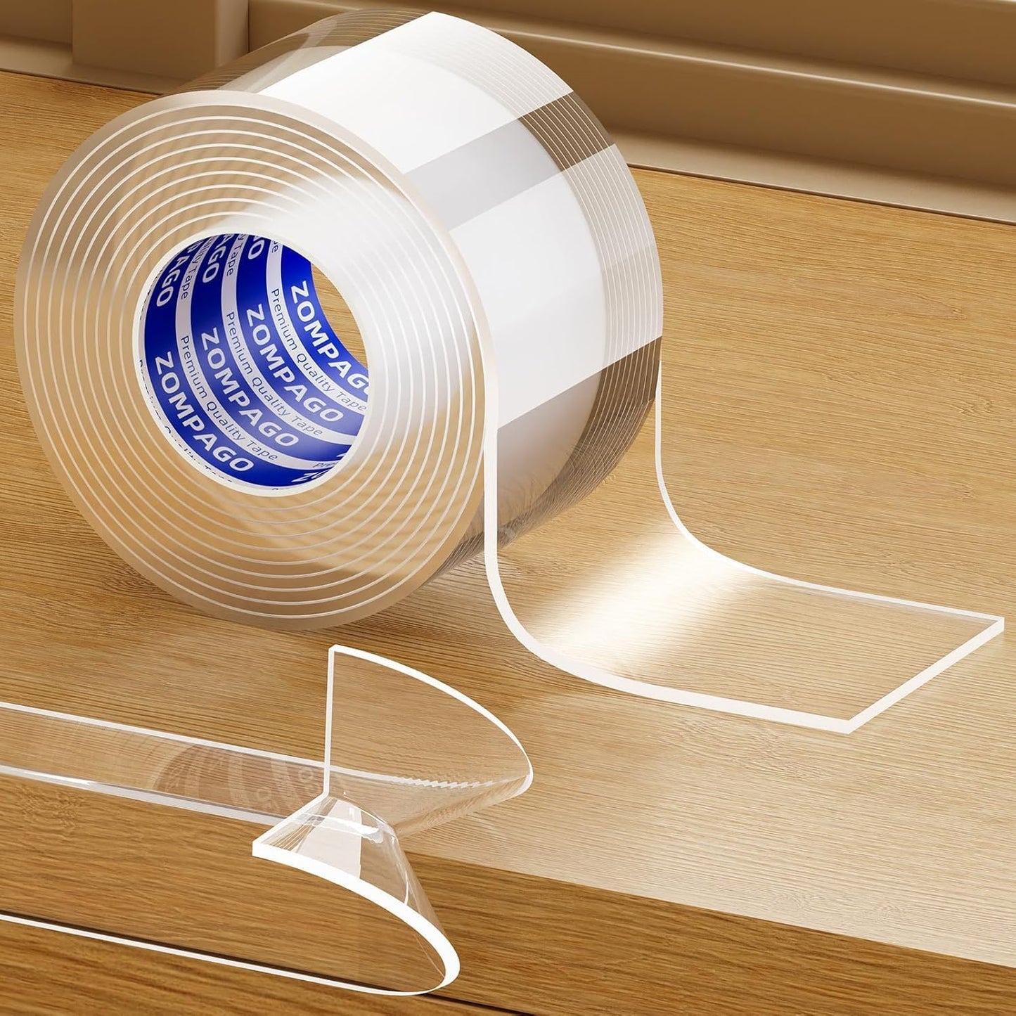 ZOMPAGO Baby Proofing Edge Protector Strip 2In x 13.4FT Clear Furniture Corner Guards for Toddlers Transparent Soft Sharp Edge Safety Bumpers Table Desk Fireplace Child Proof Protector Tape