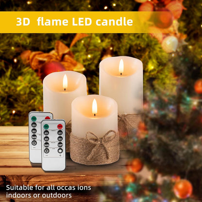 AKU TONPA Flameless Candles Battery Operated Pillar Real Wax Flickering Electric LED Candle Gift Sets with Remote Control Cycling 24 Hours Timer, Pack of 6 (3" D x 4" H, Ivory)