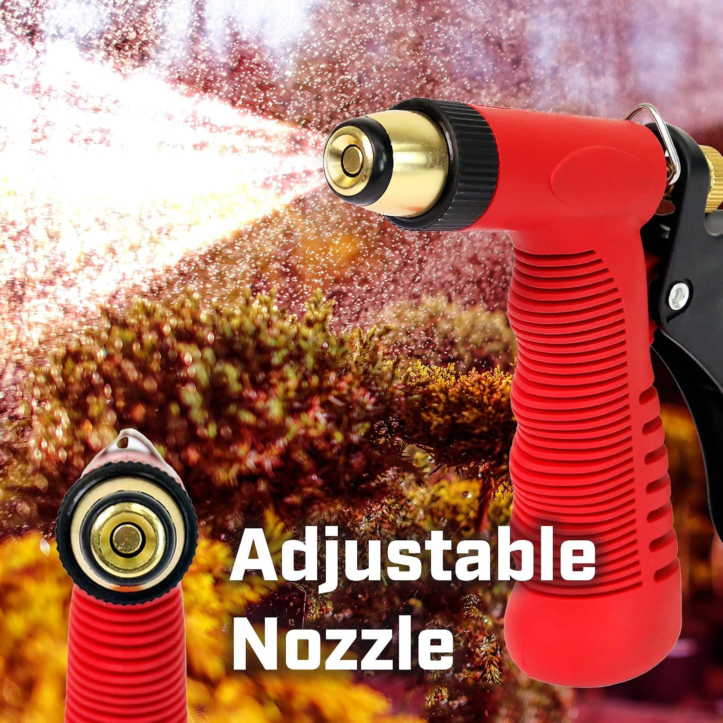 Chapin 4608: Adjustable Cone Tip Garden Hose Spray Nozzle with Rear Trigger Grip, Threaded Connection Fits Standard Garden Hose, for Gardening, Landscaping, Watering and Outdoor Jobs, Red/Black