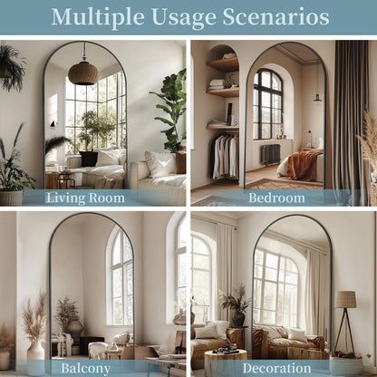 Full Length Mirror with Stand, 71"x28" Arched Full Body Large Stand Up Aluminum Frame Floor Standing Mirror, Freestanding Hanging Leaning Mounted for Bedroom Living Room Entryway Gold