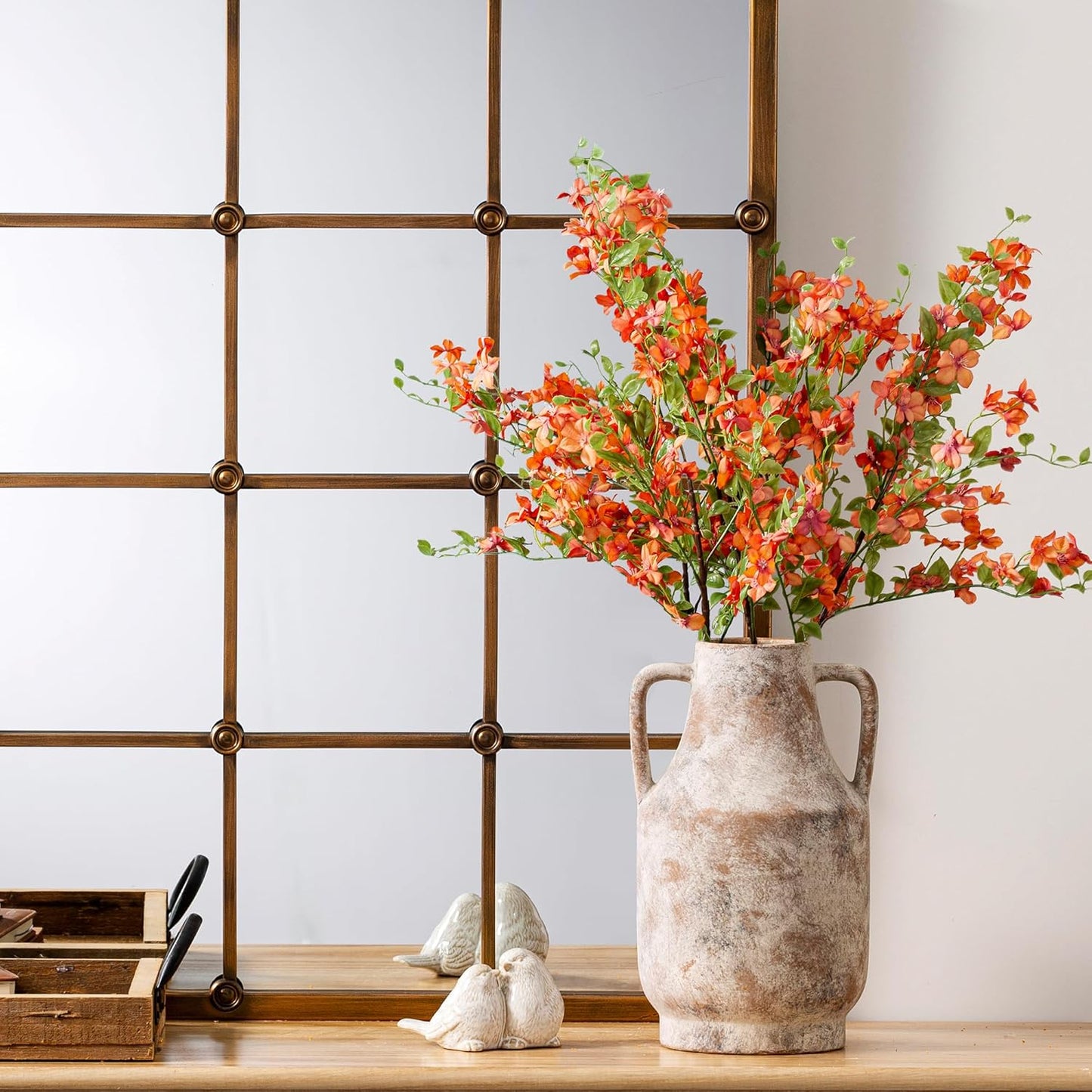 Ceramic Vase Set of 3, Modern Decorative Vases for Home Decor, Small Flower Pottery Vase Sets, Boho Farmhouse Rustic Vases for Living Room, Kitchen, Bedroom, Bathroom, Shelf, Table