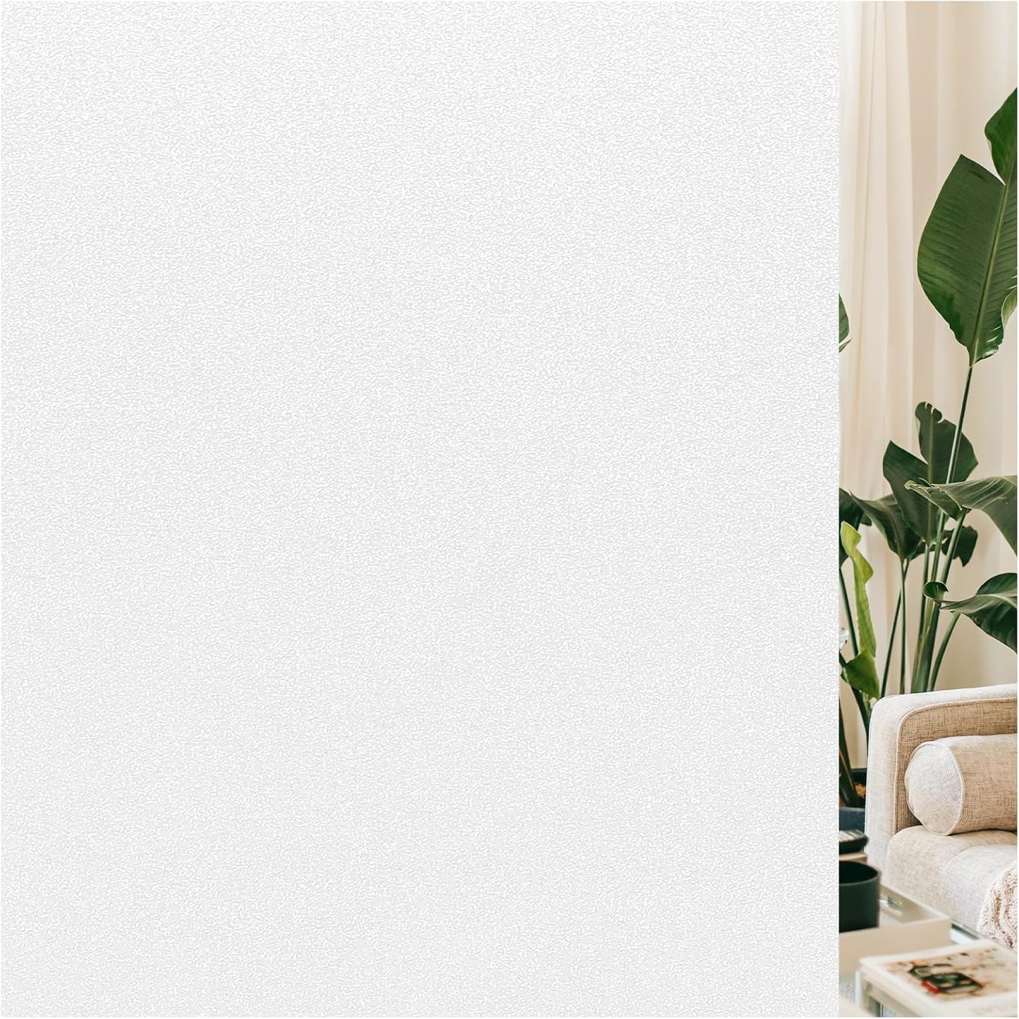LUTE Window Privacy Film, Frosted Glass Window Film for Bathroom, Static Cling Removable Heat Control Glass Coverings, Non Adhesive Opaque Door Sticker for Home Office (Pure, 17.5" x 78.7")