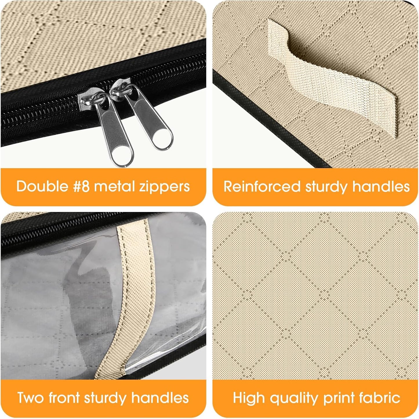 StorageRight Under Bed Storage Bags 3 Pack, 40L Large Clothes & Comforter Storage Containers with Clear Window, Breathable Fabric Organizer for Blankets, Bedding, Seasonal Clothing