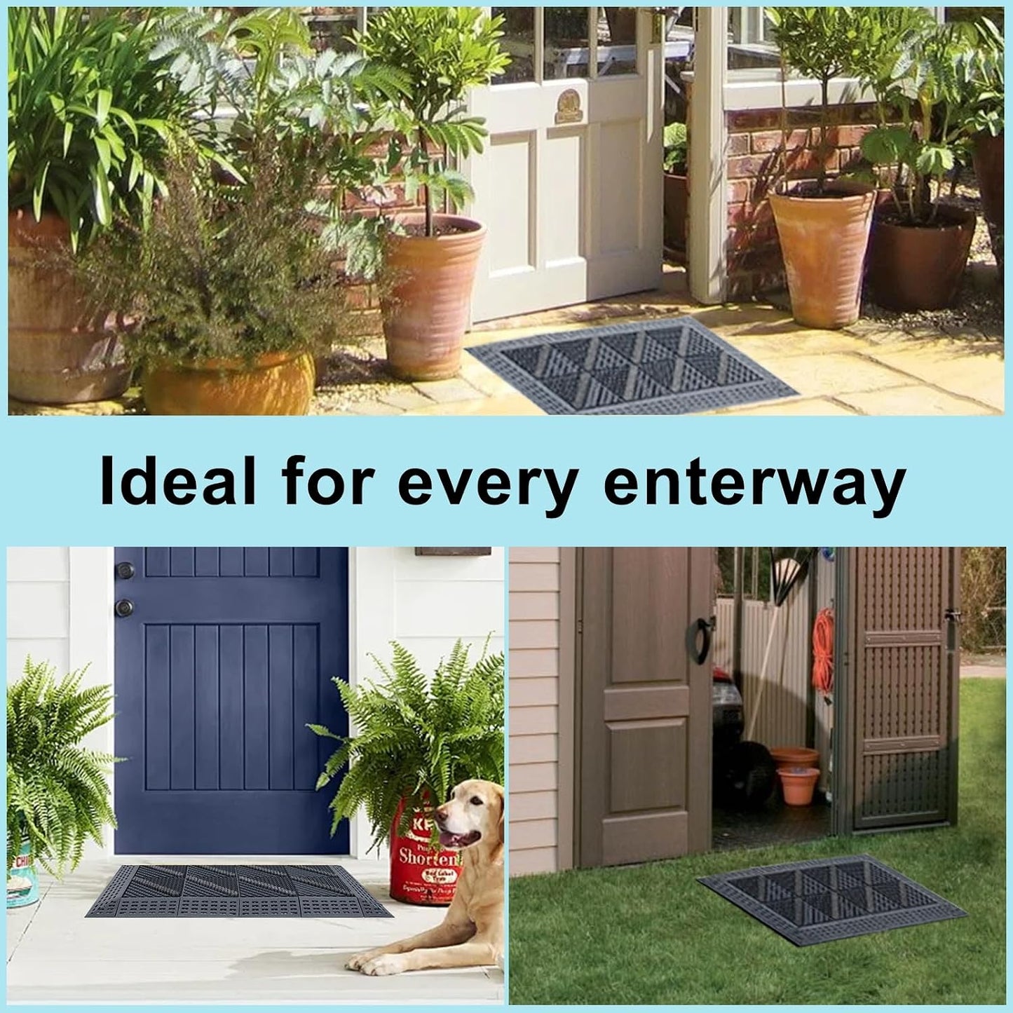 Heavy Duty Boot Scraper Mat 29.5x17.7 Inch | Heavy duty all weather shoe scrubber, scrapes mud, sand and snow, ideal for porch, garden and outdoor entryways