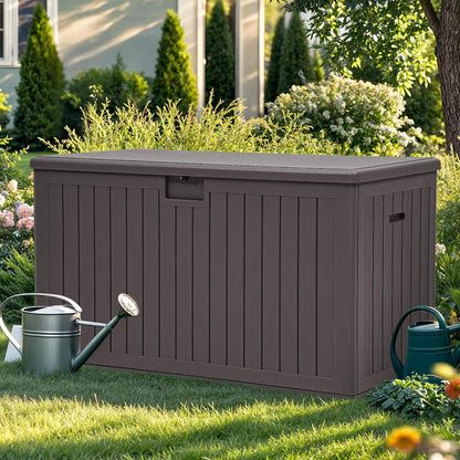 YITAHOME 100 Gallon Large Outdoor Deck Box | Waterproof Resin Storage Box, Lockable Indoor Outdoor Storage Container for Patio Furniture Cushions, Pool Accessories
