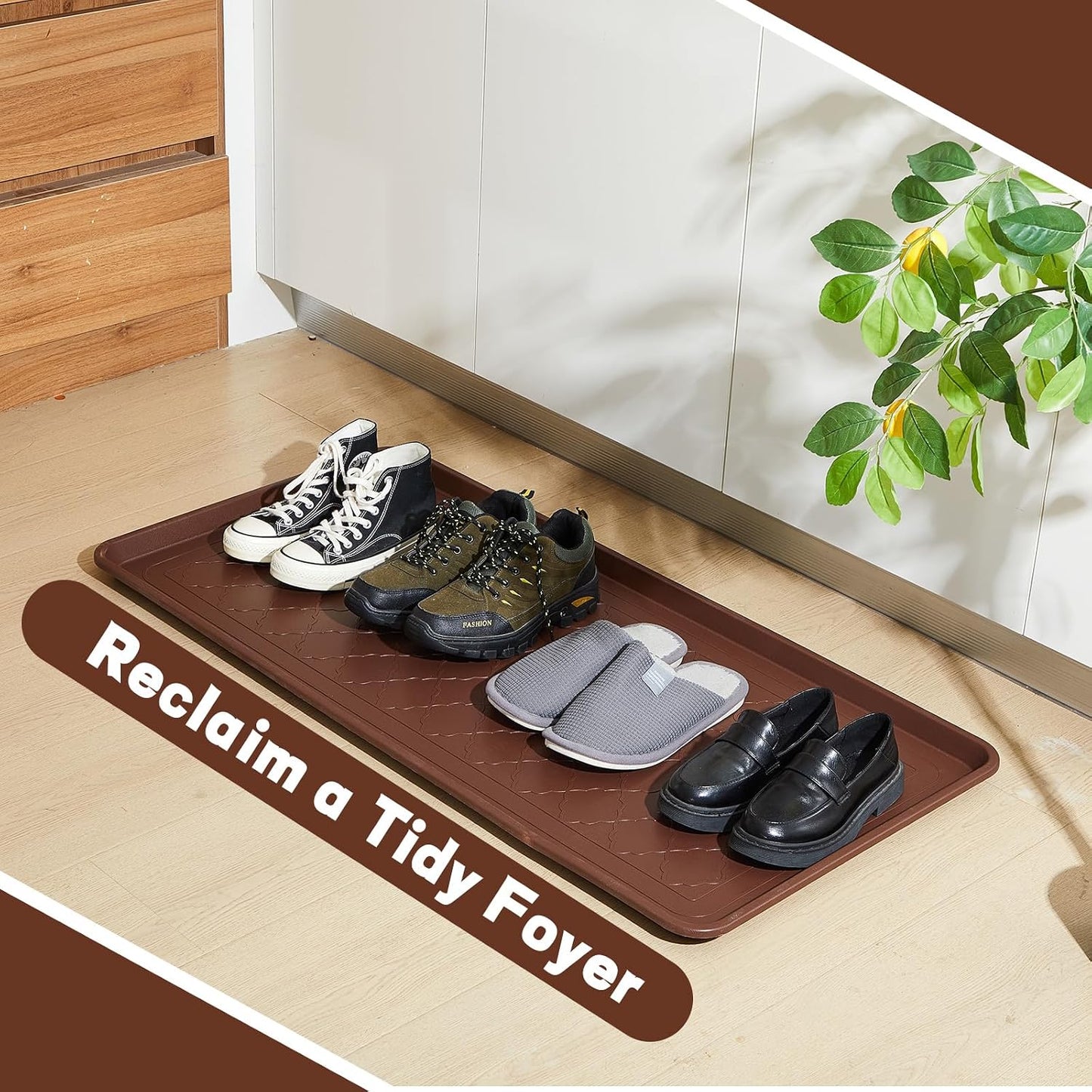 Geelin 3 Pack Extra Large Boot Tray 40"x20" Long Shoe Mats Boot Storage with Raised Edge Waterproof Plastic Wet Shoe Tray for Entryway Floor Indoor Outdoor Mudroom Multi Use(Black)