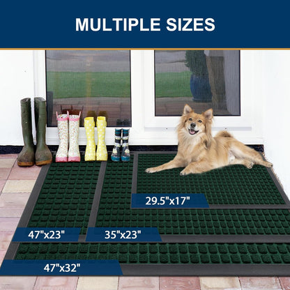 Smiry Front Door Mat Outside Entrance, Heavy Duty Natural Rubber Doormat, Non Slip, Trap Dirt and Moisture, Easy Clean, Low Profile Welcome Floor Mats for Indoor Outdoor Entry, 29.5x17 Inch, Black