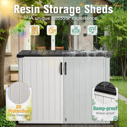 Greesum Outdoor Storage Cabinet, 26 CUFT Deck Box Without Shelves, Waterproof Plastic Storage Shed for Patio Cushions, Gardening Tools, Lockable and Sidehandles, UV Resistant, Beige