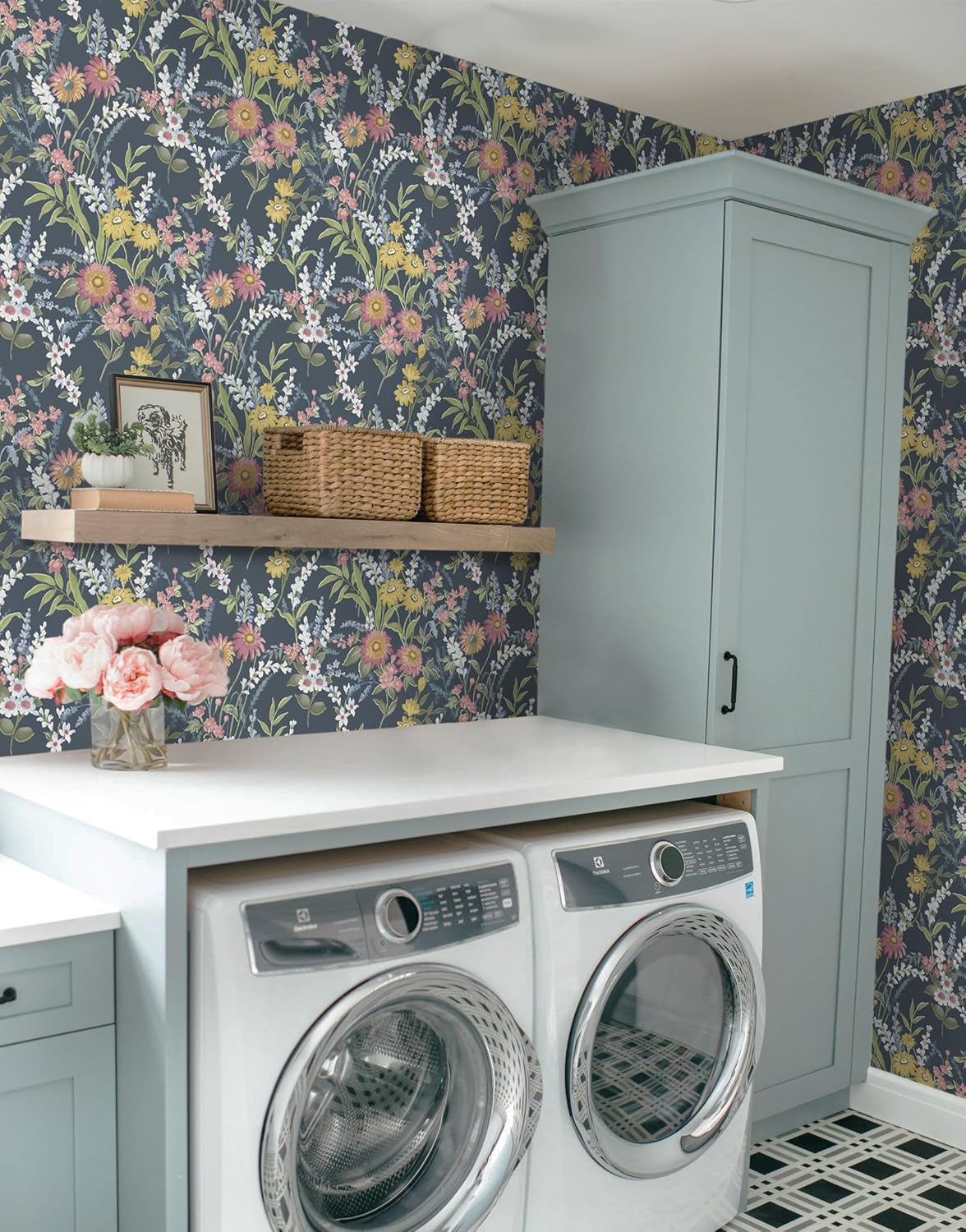 Dimoon 17.3" X 78.7" Peel and Stick Wallpaper Floral Contact Paper Boho Beige White Renter Friendly Natural Wall Paper Waterproof Removable Self Adhesive Wallpaper for Bedroom Livingroom Vinyl Roll
