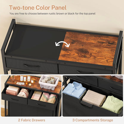 Laundry Sorter 3 Section, 120 L Laundry Hamper with 2 Drawers & 2-tone Top Panel, Rolling Laundry Basket Organizer with Pull-Out Removable Oxford Fabric Bags for Laundry Room Organization UNZYL006BVV3