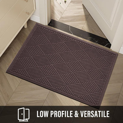 HIYARD Sturdy Front Door Mat, Absorbent Muddy Dirt Resist Welcome Door Mats Outdoor Indoor, Stain and Fade Resistant, Non-Slip Rubber Backing Low Profile Doormat for Entryway, 30×17, Beige