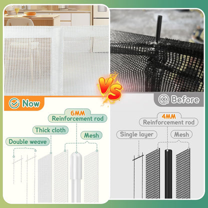 200'' Retractable Baby Gates Extra Wide,34" Tall Retractable Dog Gate for Doorways,Extra Long Retractable Baby Gate for Stairs,Kitchen,Indoor/Outdoor Retractable Gate with Fiberglass Reinforcement Rod