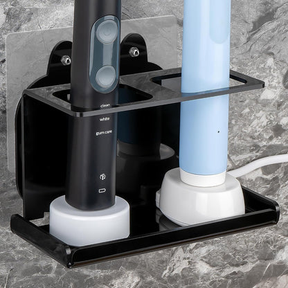 Electric Toothbrush Holder Wall Mounted, Electric Toothbrush Cord Organizer Holds 1 Chargers, Self Adhesive Electric Toothbrush Stand for Bathroom, Medicine Cabinet, Dorm(Black)