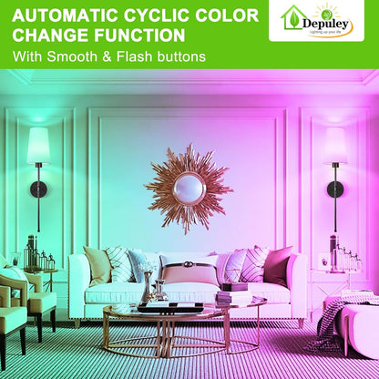 Depuley Battery Operated Wall Sconce: Set of 2 Wireless Wall Lights with 10000mAh Dimmable Bulbs and Remote for Bedroom - Rechargeable 15 Colors Gold Wall Lamp for Living Room Hallway