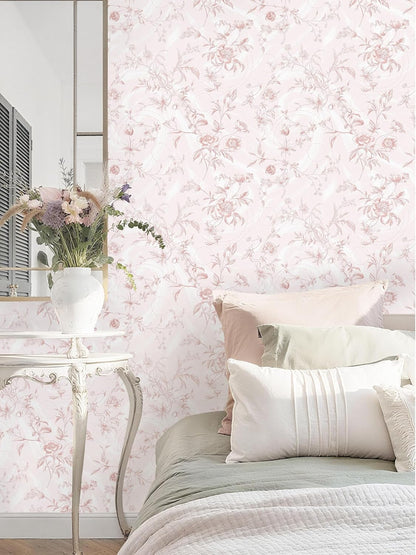 Dimoon 17.3''x78.7'' Vintage Peel and Stick Wallpaper Boho Beige Neutral Contact Paper White Floral Bird Wallpaper Removable Botanical Renter Friendly Modern Wall Paper Bedroom Bathroom Vinyl Roll
