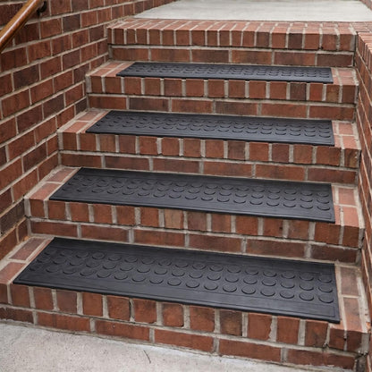 Ottomanson Non Slip Stair Treads Indoor – Peel and Stick Carpet Stair Treads for Wooden Stairs, Self Adhesive Anti Slip Stair Pads for Kids & Pets – 7.9" x 29.9", 7 Pack – Black