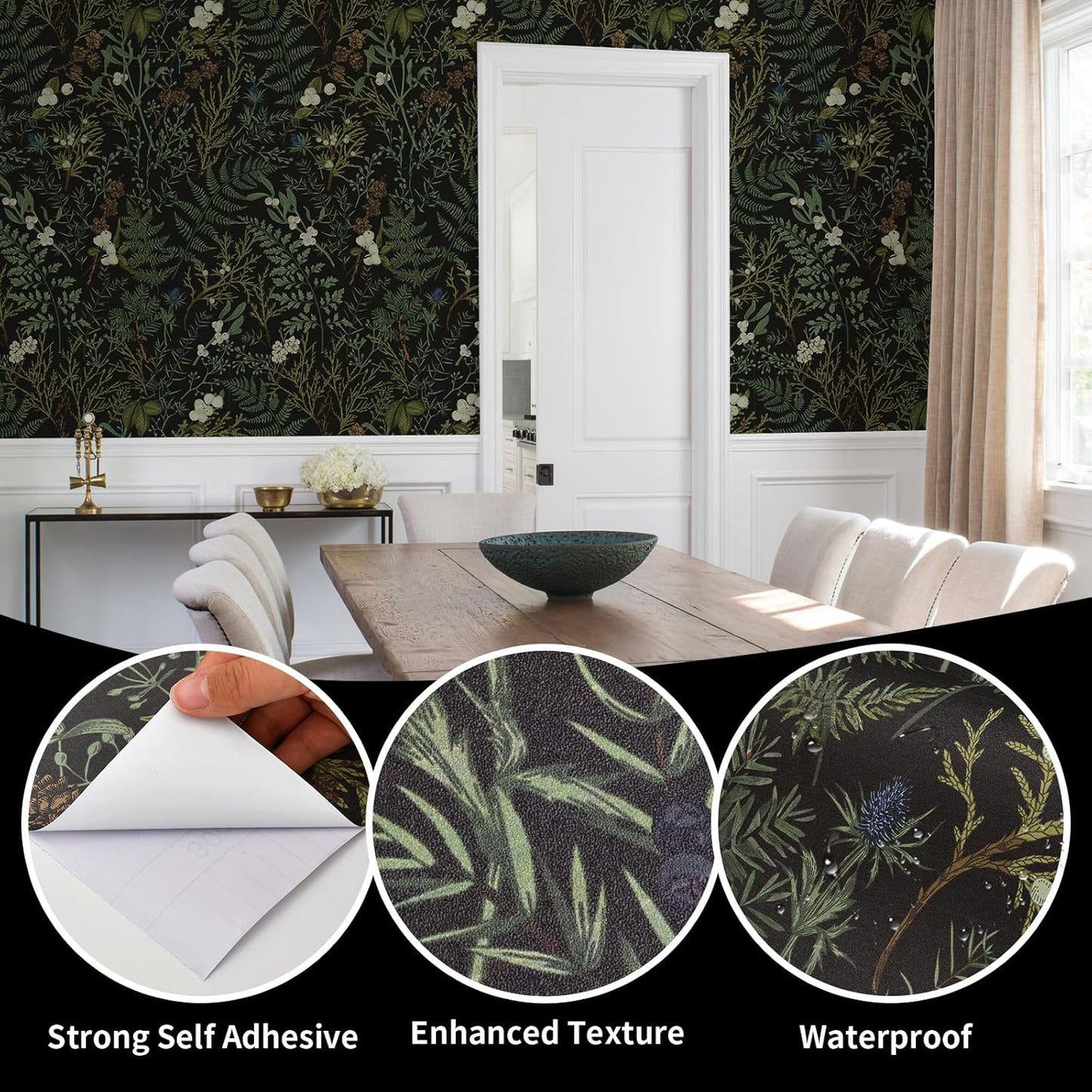 Removable Peel and Stick Wallpaper Boho 17.5 x 118 in Floral for Bedroom Bathroom Easy Peel Off Stick on Wallpaper Contact Paper Renter Friendly Wall Paper