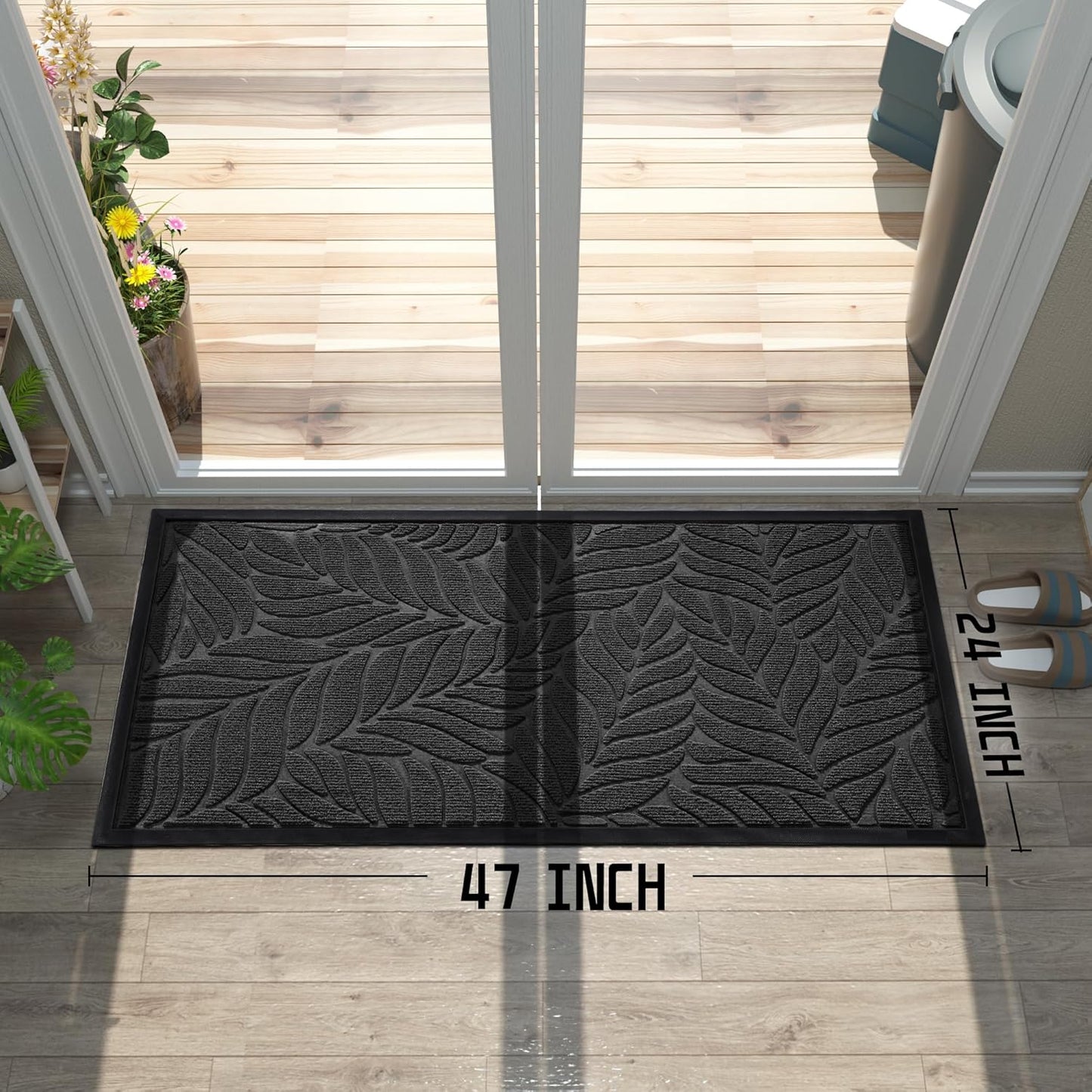 Yimobra Front Door Mat Outdoor Indoor, 29.5x17 All-Season Waterproof Door Mat Outside Entrance, All-Weather Non-Slip Outside Doormat for Garage Patio Entryway, Brown