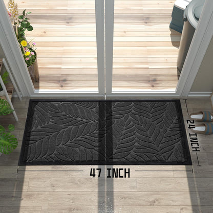 Yimobra Front Door Mat Outdoor Indoor, 29.5x17 All-Season Waterproof Door Mat Outside Entrance, All-Weather Non-Slip Outside Doormat for Garage Patio Entryway, Brown