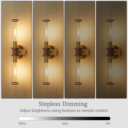 Wireless Wall Sconces with Remote Control, Battery Operated Wall Sconce Set of 2 with Timer, Gold Rechargeable Dimmable Glass Wall Lights for Living Room Bedroom Hallway Entryway 3000K, 20.5 Inch