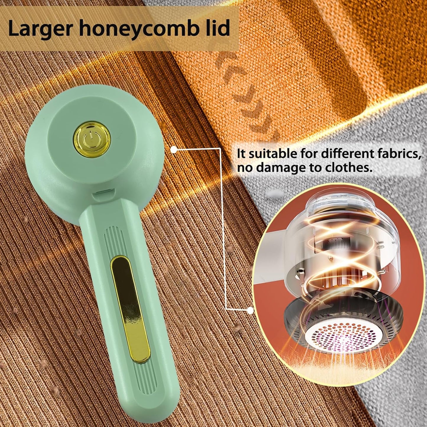 Electric Lint Removers,Rechargeable Fabric Shaver with 6 Leaf Blades Useful for Clothes, Furniture, Sofas, Blankets (Green)