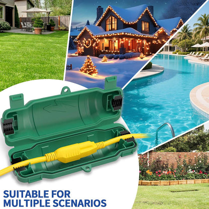 2 Pack Outdoor Extension Cord Safety Cover with Waterproof Seal IP54 Water-Resistant, Weatherproof Electrical Connection Box with 2 Latches, Plug, Socket, Holiday Decoration Light, Black
