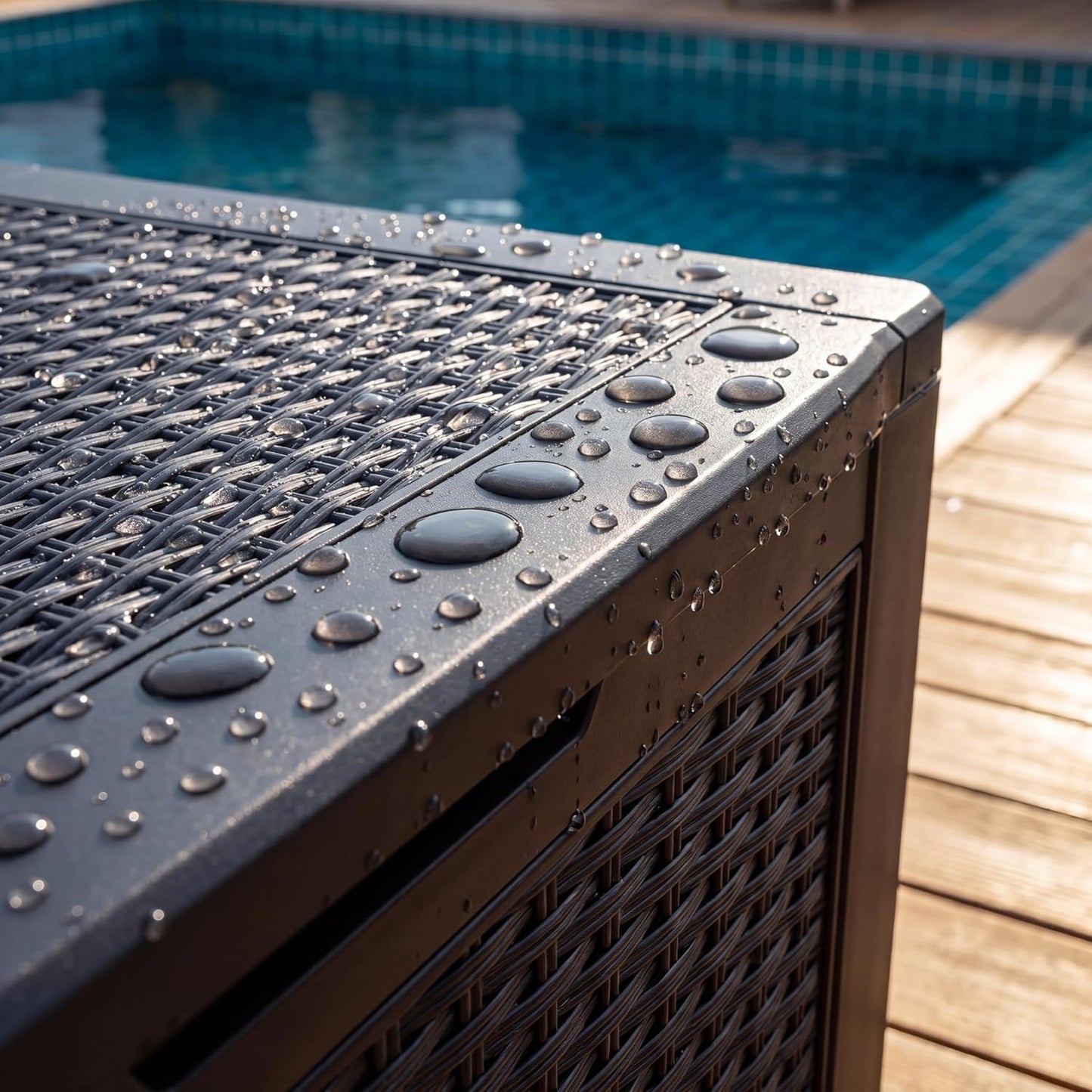 NicBex 30 Gallon Deck Box, Waterproof Resin Outdoor Storage Box Lockable for Patio Furniture, Fade Resistant Patio Side Table & Organizer for Garden Tools, Pool Floats, Outdoor Cushions, Black