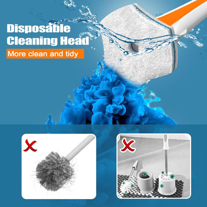 JEHONN Disposable Toilet Brush with 48 Wand Cleaner Refills, Wall Mounted Toilet Bowl Brush Holder Set, Bathroom Cleaning System for Sink Bathtub Wash Basin (Blue)