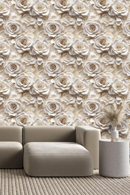Floral Peel and Stick Wallpaper 3D Effect Interior Wall Décor Contact Paper Self Adhesive Removable Renter Friendly for Bedroom Living Cabinet Room 17.7in x 9.8ft (Not Textured Wallpaper