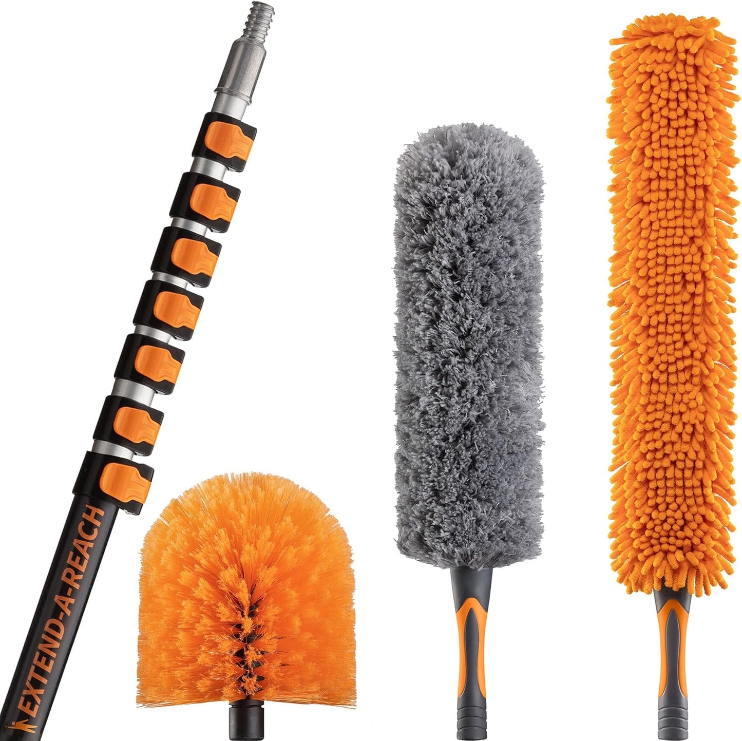 20 Foot High Reach Duster Kit with 4-12 ft Extension Pole // High Ceiling Duster Cleaning Kit with Telescopic Pole // Cobweb Duster // Feather Duster and Ceiling Fan Duster // The Ultimate Dusting Kit
