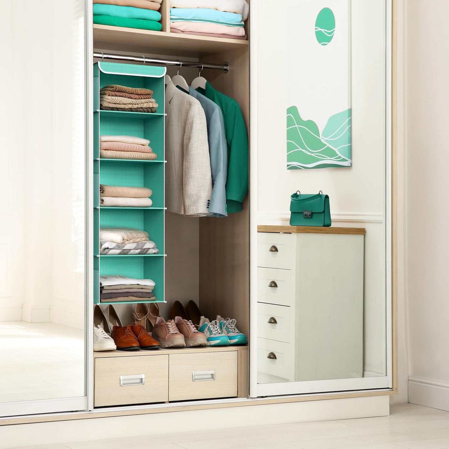Simple Houseware 6 Shelf Hanging Closet Organizer, Gray