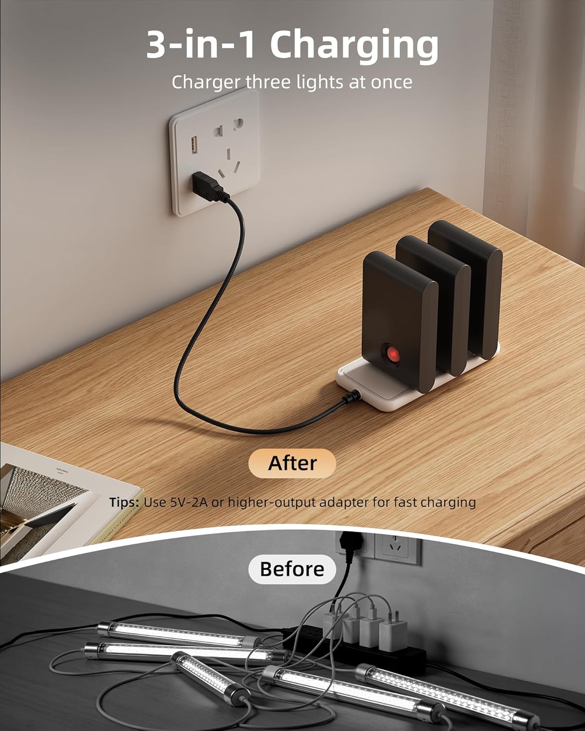 EZVALO 6 Pack Motion Sensor Night Lights, Sync LED Stair Lights Indoor, 1500mAh Rechargeable, Magnetic & Dimmable, 3000K Soft White, Portable Nightlight for Hallway, Stairs, Bathroom, Bedroom
