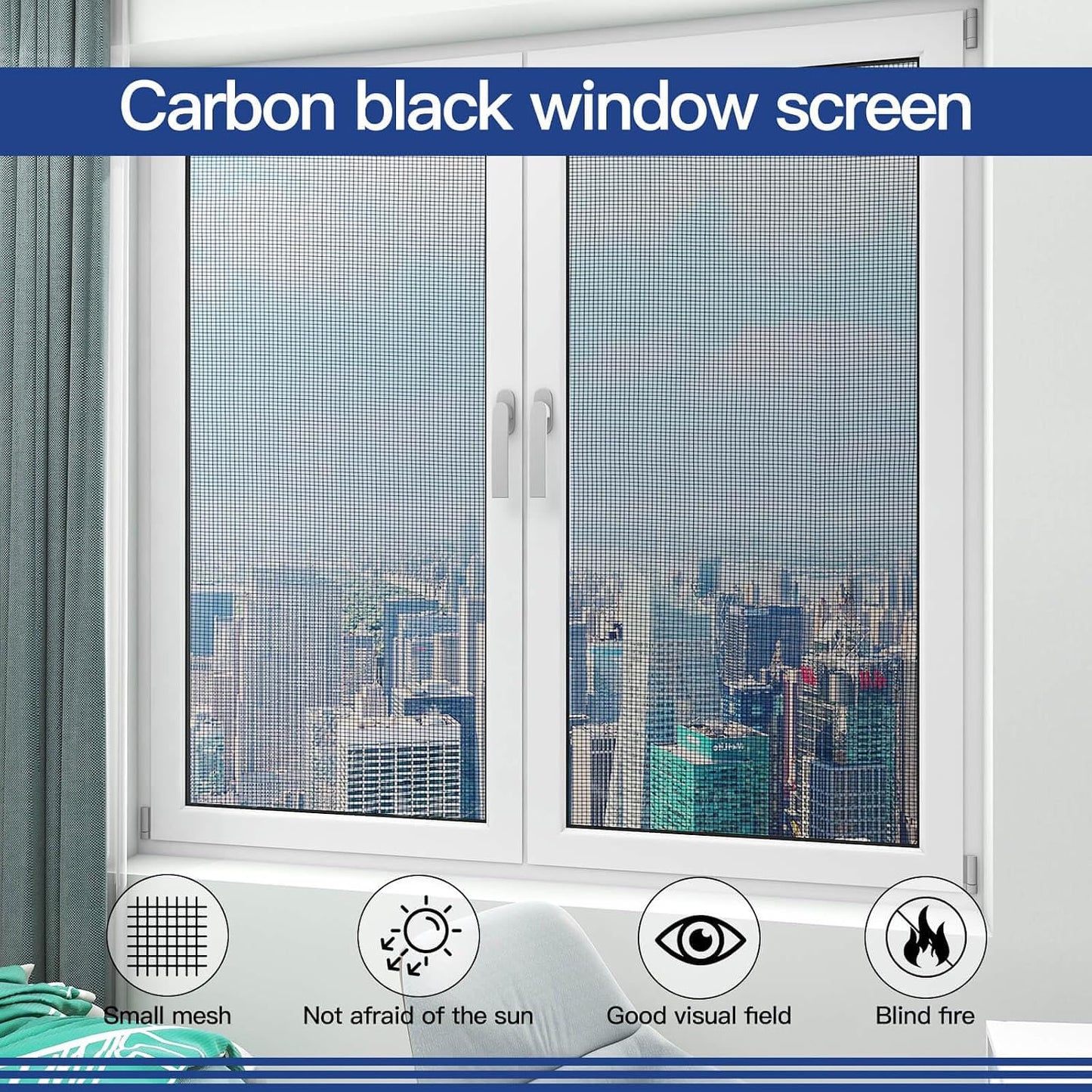 Window Screen Door Repair Kit Include Window Screens Mesh 48"x114" with All Tools in Window Screen Replacement(Screen Rollers, Splines, Hook), Yolovit
