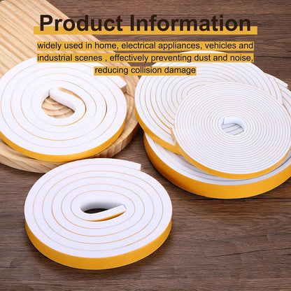 MECCANIXITY Weather Door Seal Strip Tape, Door Insulation Stripping Single Side Strong Self Adhesive Foam Tape Gap Filler for Door, Window, 1/4 Inch x 1/16 Inch x 32 Feet White 2 Pack