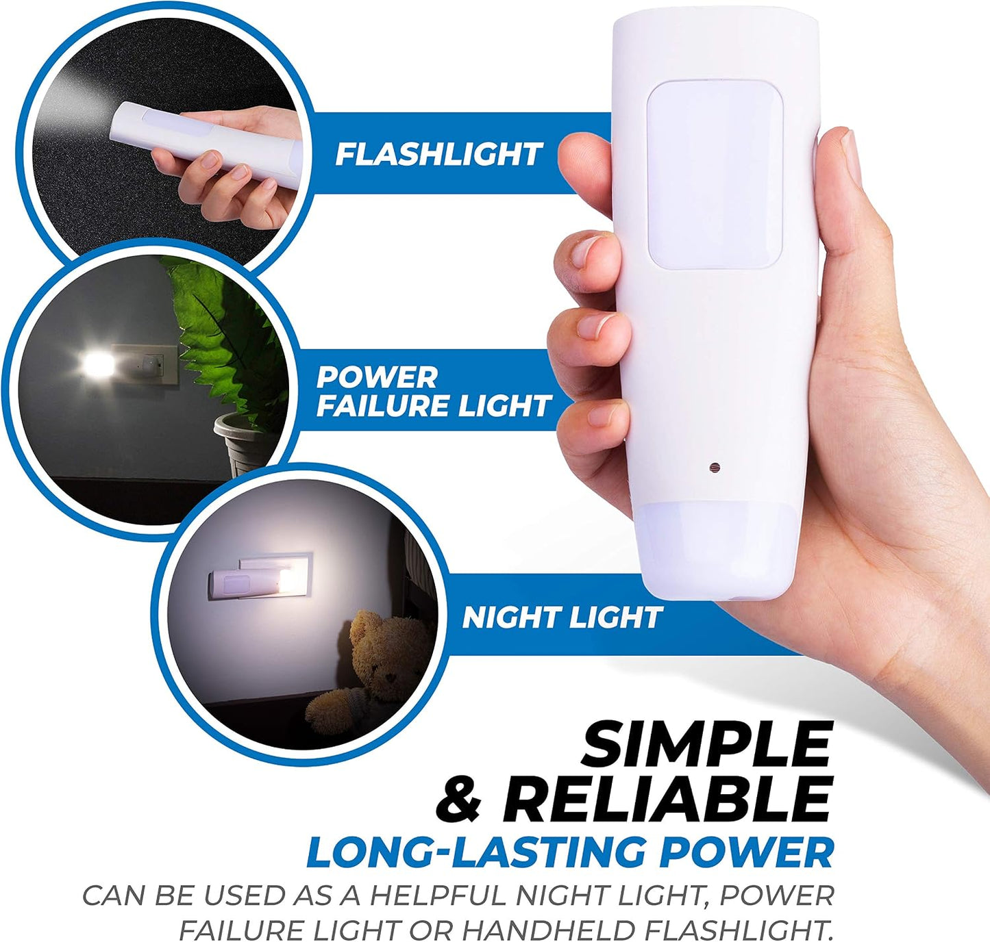 Westek LED Emergency Lights for Home Power Failure, 6 Pack - 3 Function Power Failure Light, Rechargeable Flashlight and Night Light - Must-Have for Snow Storms and Blackouts - NL-PWFL