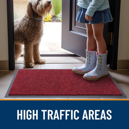 OLANLY Front Door Mat Indoor Outdoor Entrance, 2-Pack 29.5 x 17 Inch, Waterproof Heavy Duty Doormat, Fade Resistant, Low Profile, Easy Clean Patio Porch Welcome Floor Mats for Entry, Grey