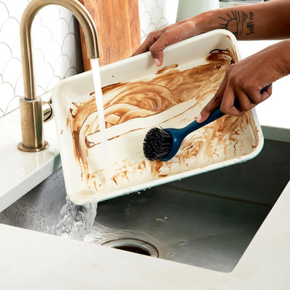 Full Circle Clean Ocean, Heavy Duty Dish Brush, Tough Bristles and Built-in Scraper, Perfect for Cast Iron, Sustainably Made 100% From Recycled Ghost Fishing Nets