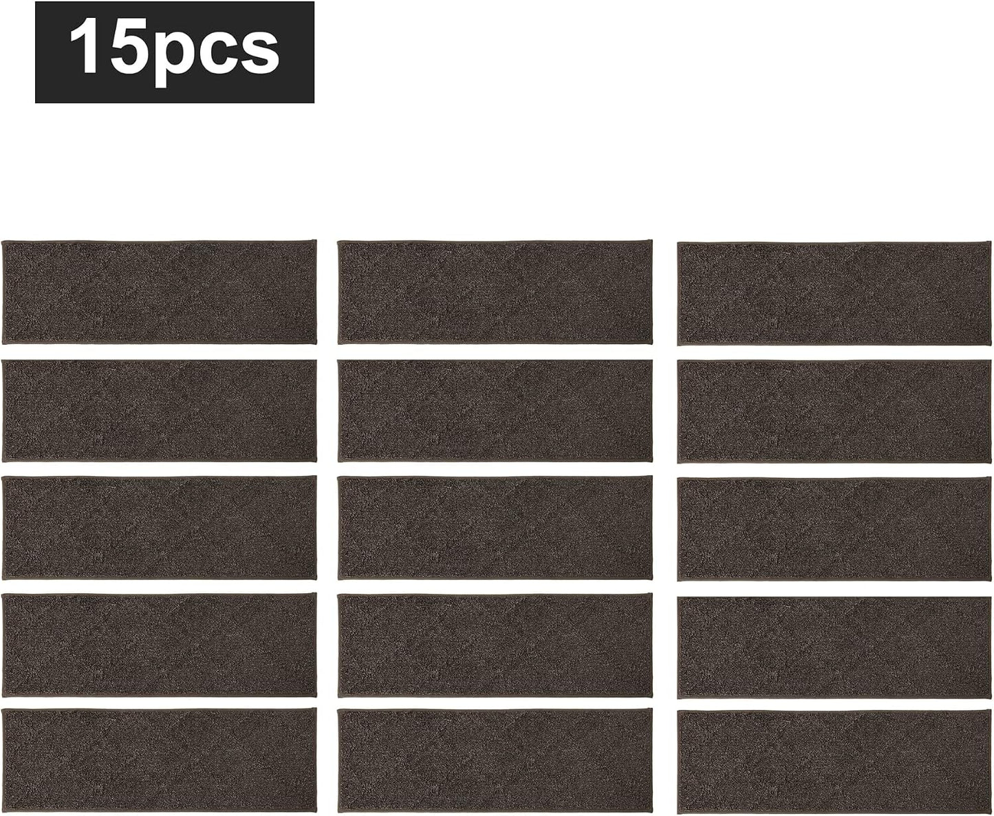 COSY HOMEER Edging Stair Treads Non-Slip Carpet Mat 28inX9in Indoor Stair Runners for Wooden Steps, Edging Stair Rugs for Kids and Dogs, 100% Polyester TPE Backing(4pc, Beige)