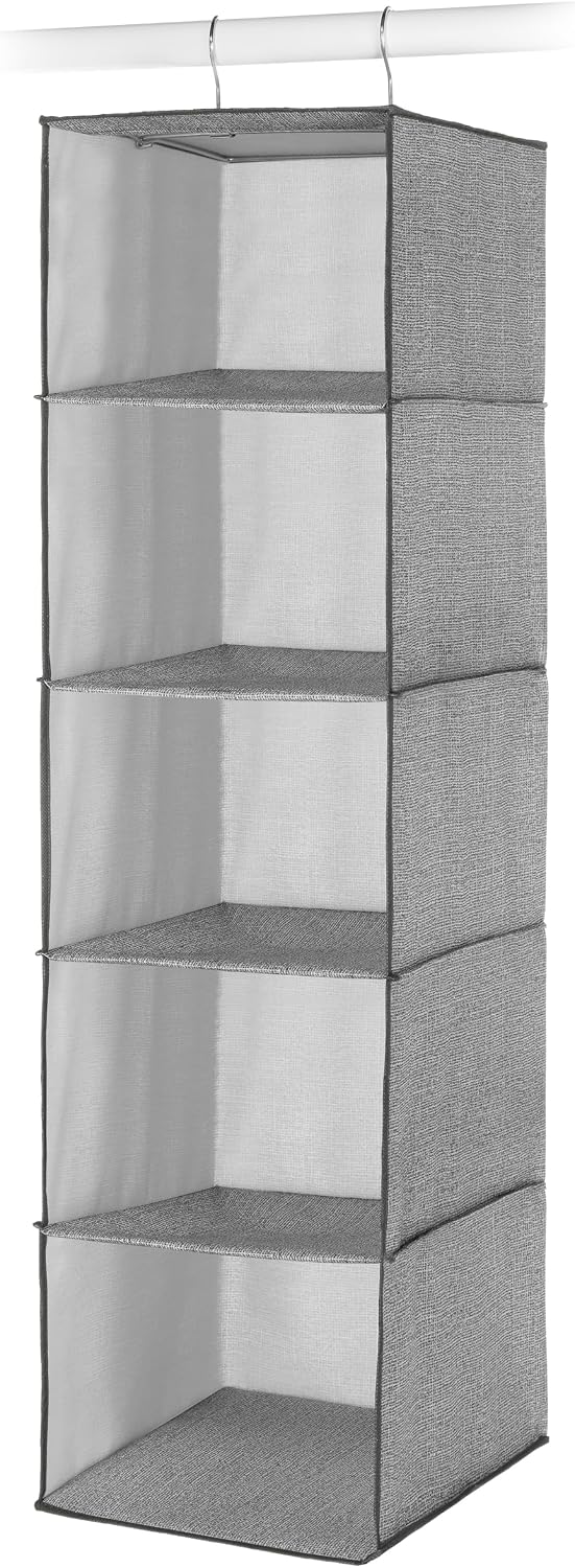 Whitmor 5 Section Closet Organizer - Hanging Shelves with Sturdy Metal Frame