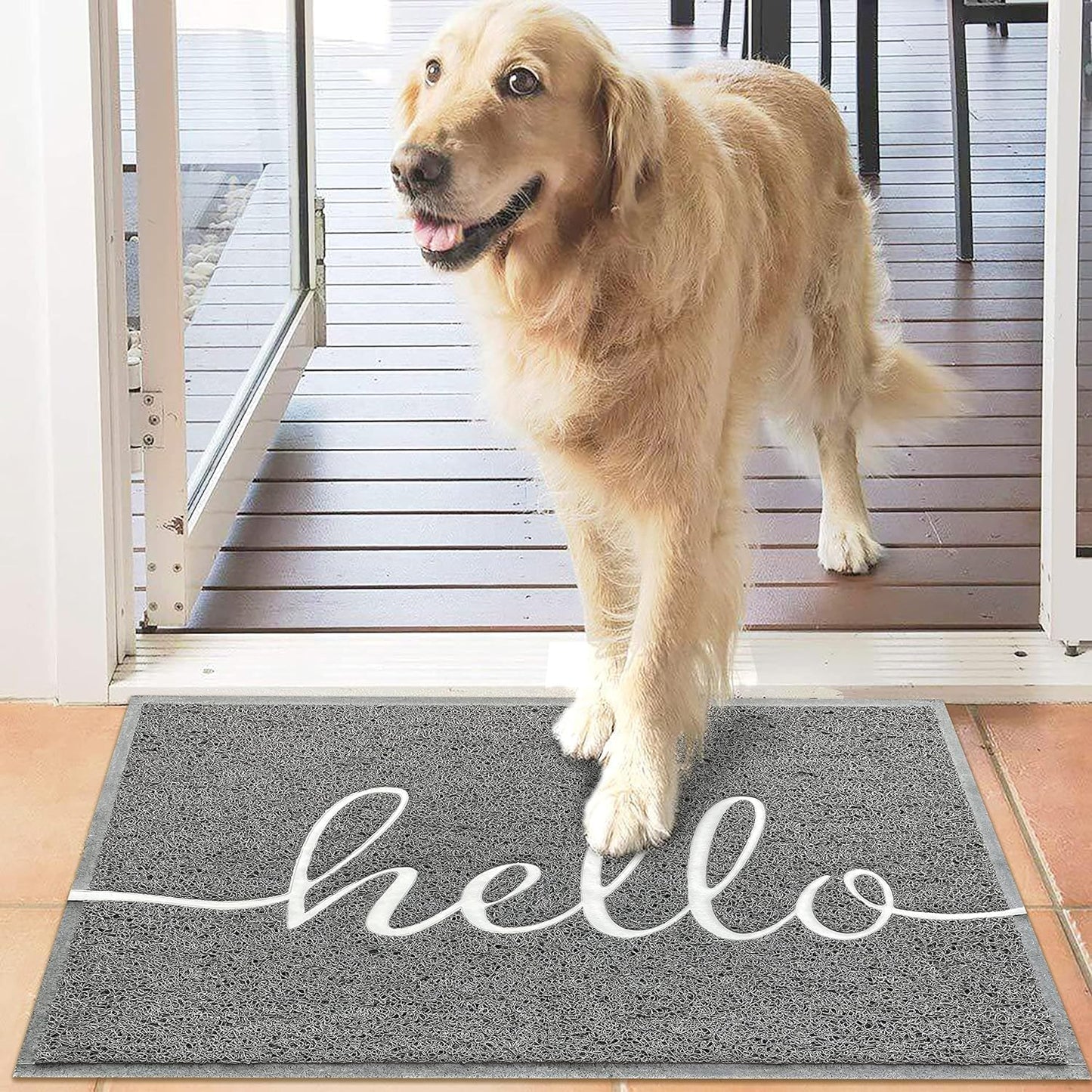 EARTHALL Door Mat Outside Inside Home Doormat, 30"x17.5", Durable Floor Mat Non Slip Mat Ultra Absorb Mud Easy Clean Front Doormat for Garage, Entryway, Patio, High Traffic Areas, Black