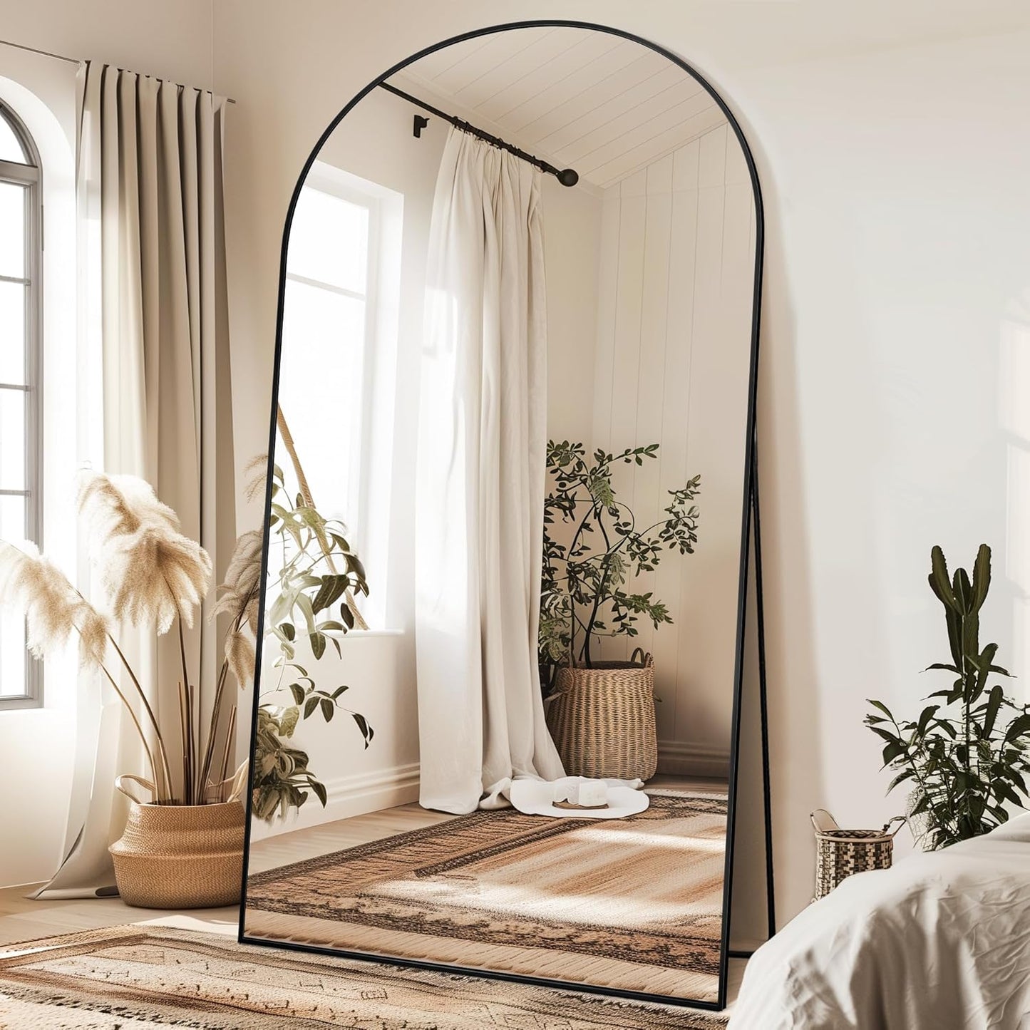 Antok 58" x19” Arched Full Length Floor Mirror, Gold Aluminum Frame, Free Standing/Wall Mount/Leaning for Bedroom, Living Room, Dressing Room