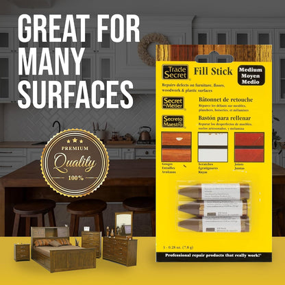 Wood Scratch Repair Fill Stick for Light Surfaces (Set of 3), Great for Touch-Ups and Repairs on Hardwoods Floors, Furniture, Cabinets and Plastic Surfaces.
