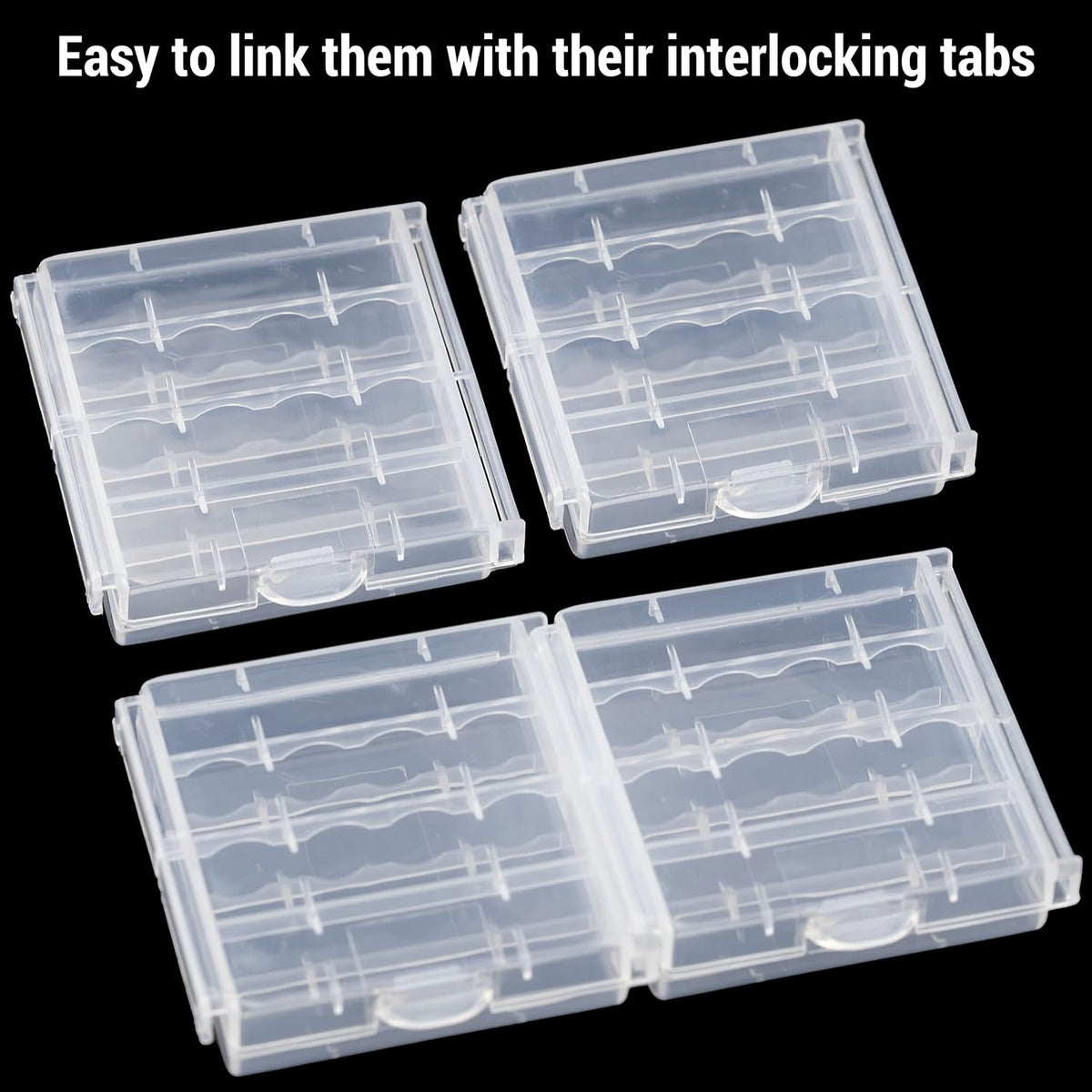 IFAMIO 10 Pack Battery Storage Organizer Case - Transparent AA/AAA Cell Battery Holder Cases Protective Plastic Container Box for Home, Garage, Office, Travel