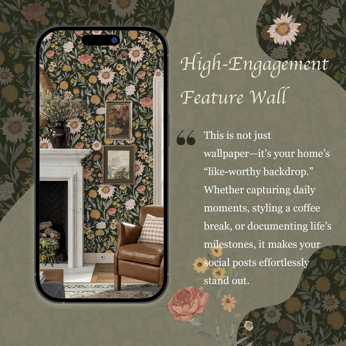 Dimoon 17.3''x78.7'' Peel and Stick Wallpaper Floral Cute Contact Paper Vintage Village Country Cottage Wallpaper Farmhouse Yellow Beige Renter Friendly Geometry Waterproof Embossed Kitchen Bedroom