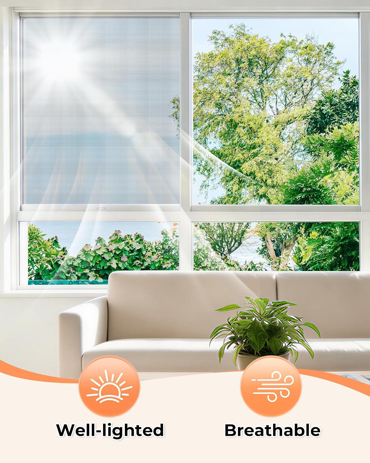 Gecork Black Window Screen Mesh, Durable Fiberglass Screen Replacement for Windows and Doors, High Light Transmission & Maximum Airflow, Easy to Cut & Install, 48" x 102"