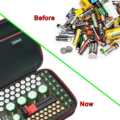 RLSOCO Battery Organizer Storage Case Holder Stores Up to 120+ Batteries: AA AAA C D 9V BT-168 and More (Note: Include a battery tester, Not include any batteries)